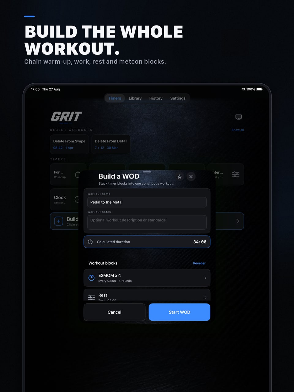 Build a complete workout on iPad