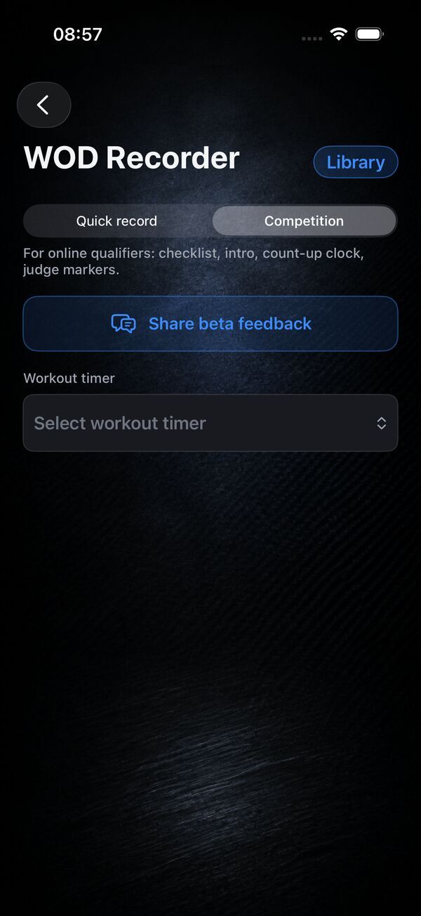 WOD Recorder with Quick record and Competition modes